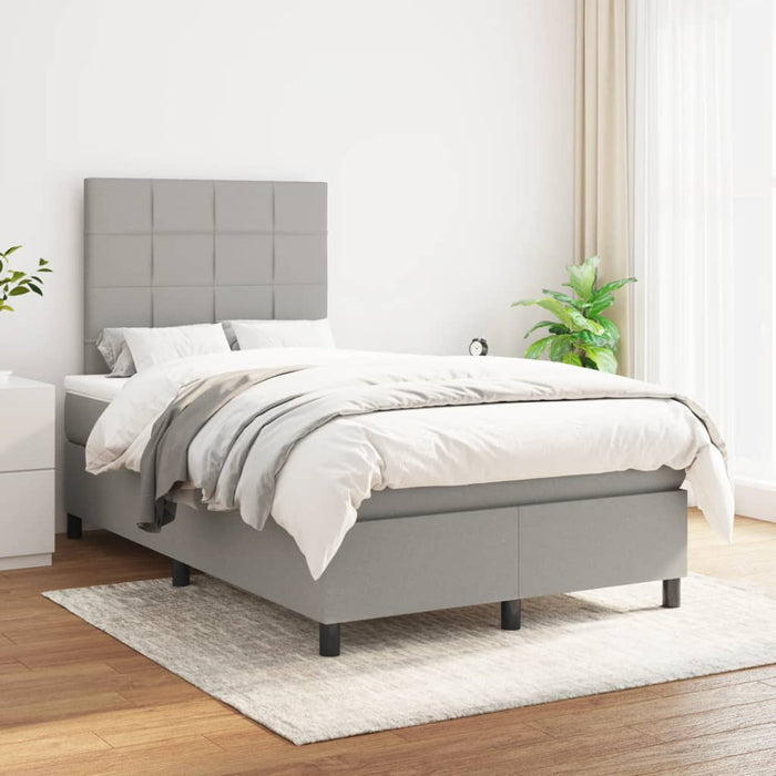 Pat box spring cu saltea, gri deschis, 120x200 cm, textil - WALTI WALTI