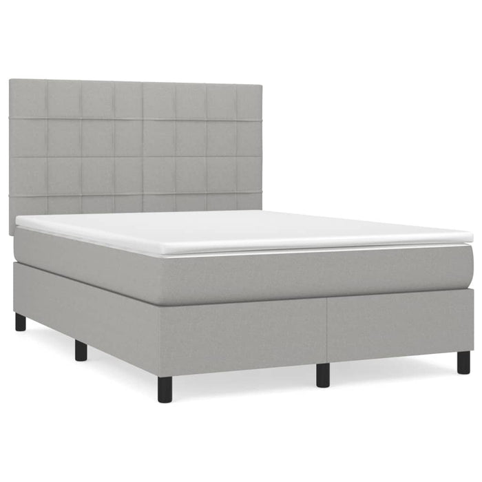 Pat box spring cu saltea, gri deschis, 140x190 cm, textil - WALTI WALTI