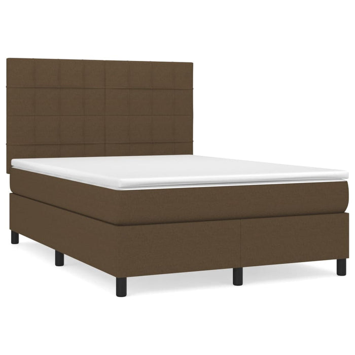 Pat box spring cu saltea, maro închis, 140x200 cm, textil - WALTI WALTI