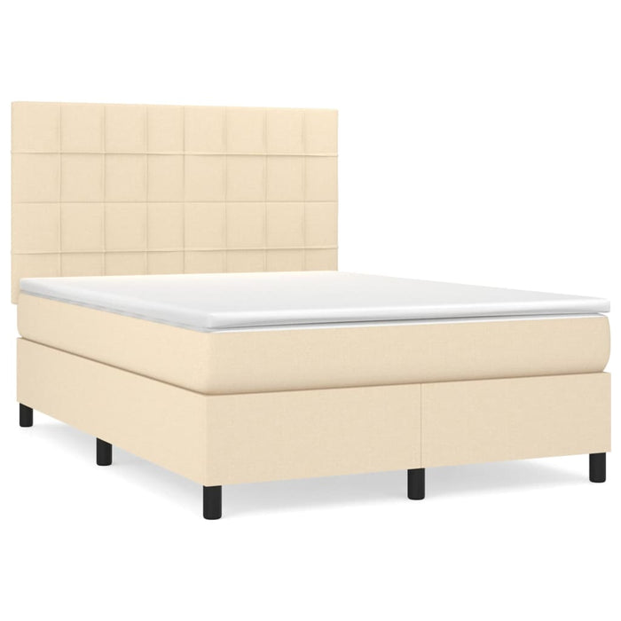 Pat box spring cu saltea, crem, 140x200 cm, textil - WALTI WALTI