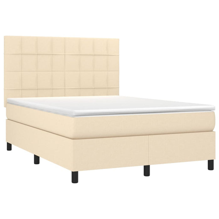Pat box spring cu saltea, crem, 140x200 cm, textil - WALTI WALTI