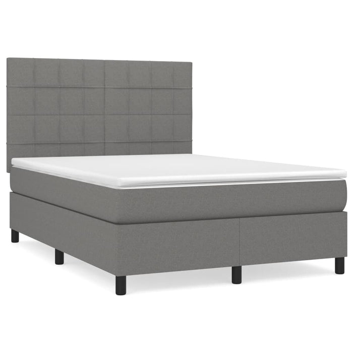 Pat box spring cu saltea, gri închis, 140x200 cm, textil - WALTI WALTI