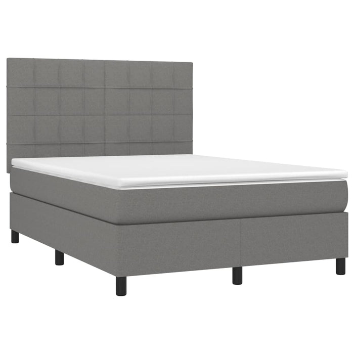 Pat box spring cu saltea, gri închis, 140x200 cm, textil - WALTI WALTI