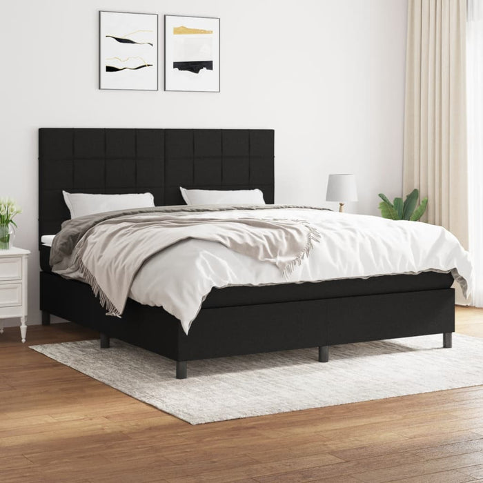 Pat box spring cu saltea, negru, 160x200 cm, textil - WALTI WALTI