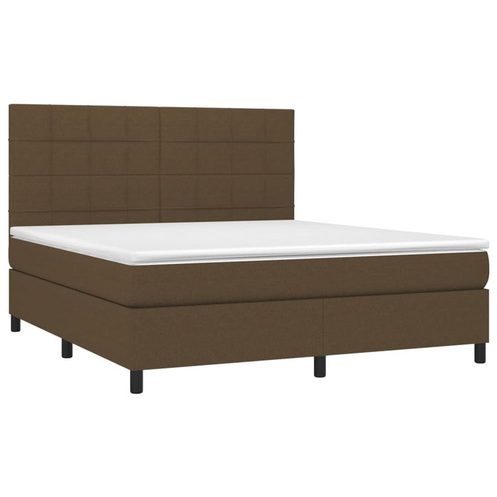 Pat box spring cu saltea, maro închis, 160x200 cm, textil WALTI