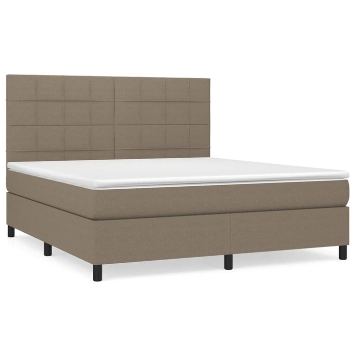 Pat box spring cu saltea, gri taupe, 160x200 cm material textil - WALTI WALTI