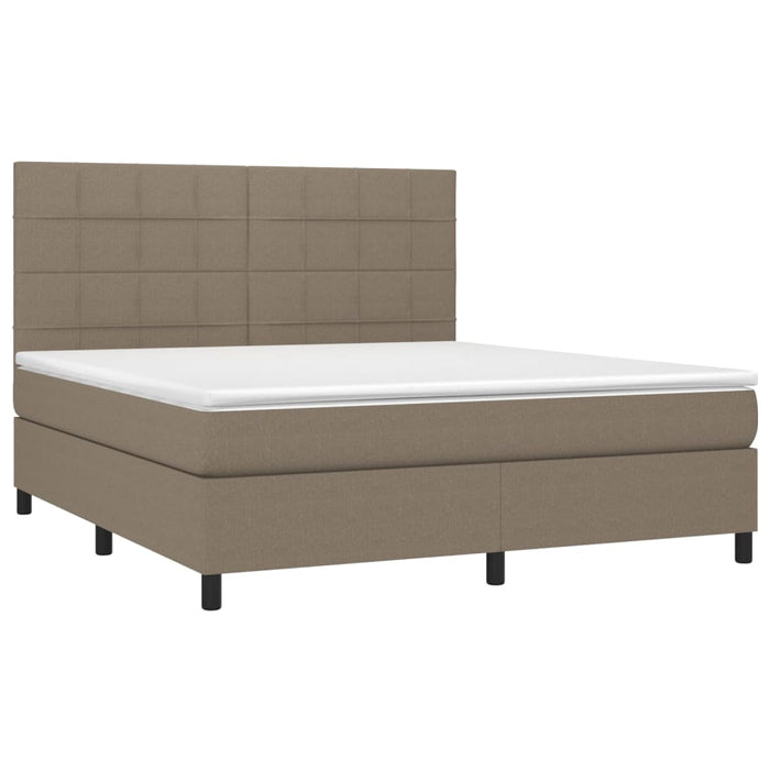 Pat box spring cu saltea, gri taupe, 160x200 cm material textil - WALTI WALTI