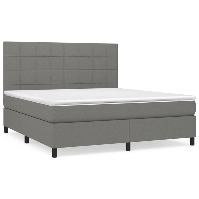Pat box spring cu saltea, gri închis, 180x200 cm, textil - WALTI WALTI