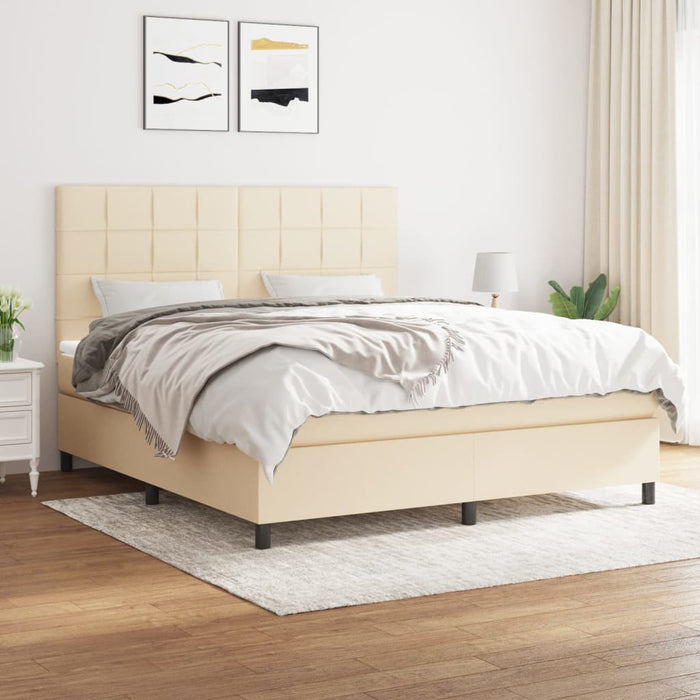 Pat continental cu saltea, crem, 180x200 cm, textil - WALTI WALTI