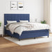 Pat box spring cu saltea, albastru, 180x200 cm, material textil - WALTI WALTI