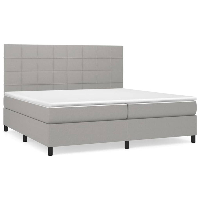 Pat box spring cu saltea, gri deschis, 200x200 cm, textil - WALTI WALTI