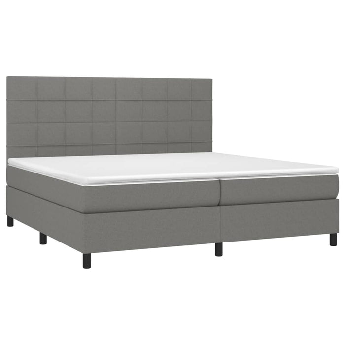 Pat box spring cu saltea, gri închis, 200x200 cm, textil - WALTI WALTI