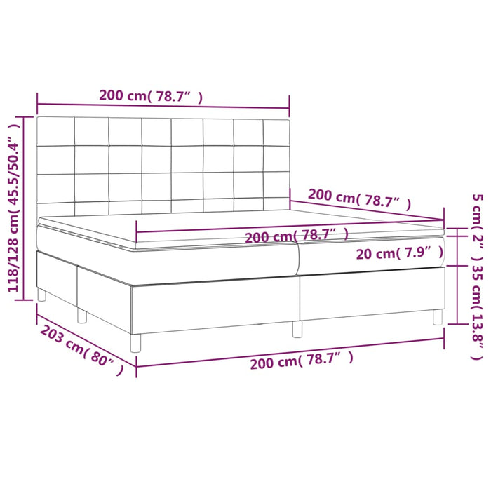Pat box spring cu saltea, negru, 200x200 cm, textil - WALTI WALTI