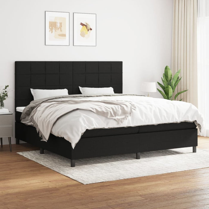 Pat box spring cu saltea, negru, 200x200 cm, textil - WALTI WALTI