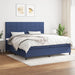 Pat box spring cu saltea, albastru, 200x200 cm, textil - WALTI WALTI