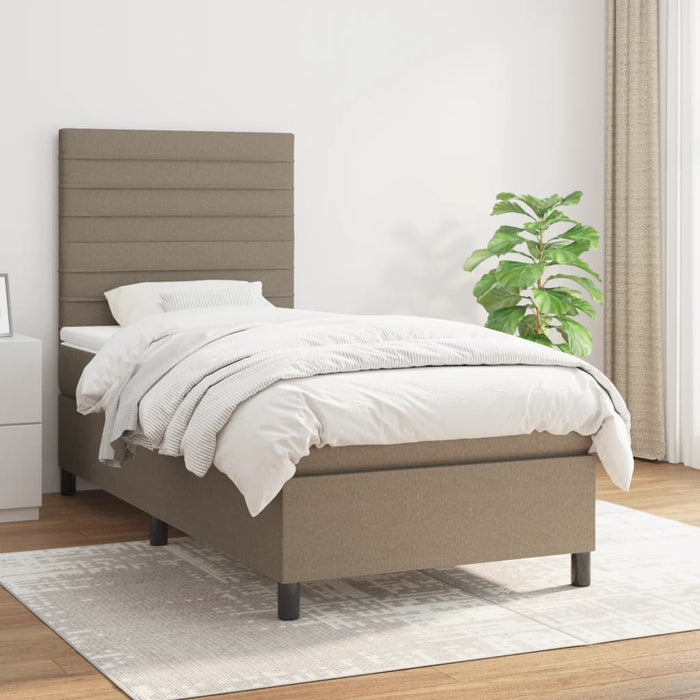 Pat box spring cu saltea, gri taupe, 80x200 cm, textil - WALTI WALTI