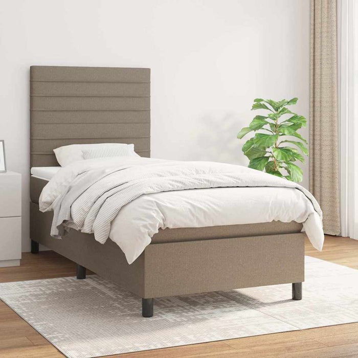 Pat box spring cu saltea, gri taupe, 90x190 cm, textil - WALTI WALTI