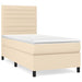 Pat box spring cu saltea, crem, 90x190 cm, textil - WALTI WALTI