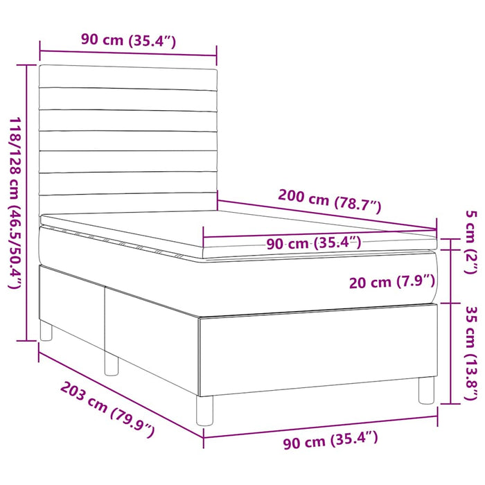 Pat box spring cu saltea, maro închis, 90x200 cm, textil - WALTI WALTI
