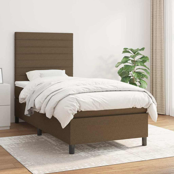 Pat box spring cu saltea, maro închis, 90x200 cm, textil - WALTI WALTI