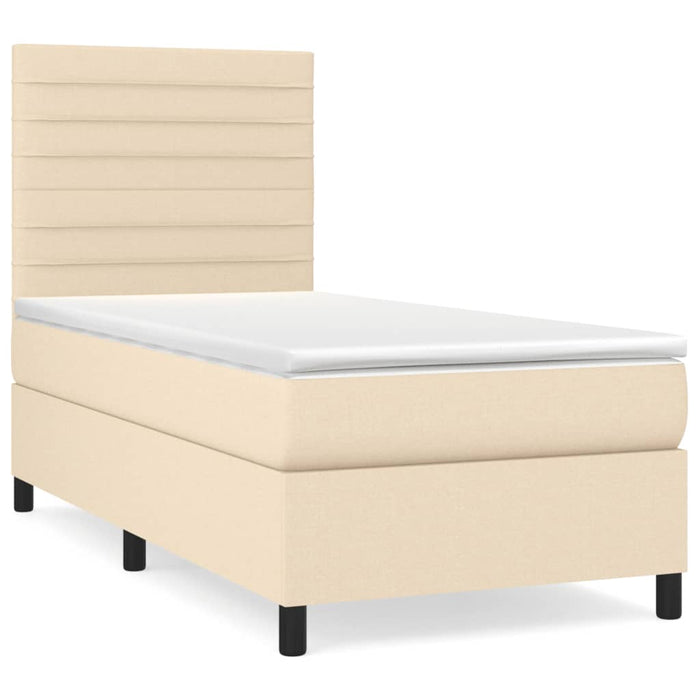 Pat box spring cu saltea, crem, 90x200 cm, textil - WALTI WALTI