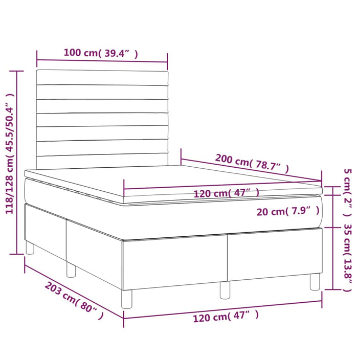 Pat box spring cu saltea, crem, 120x200 cm, textil - WALTI WALTI