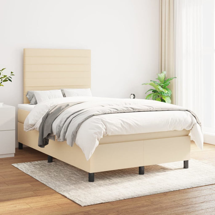 Pat box spring cu saltea, crem, 120x200 cm, textil - WALTI WALTI