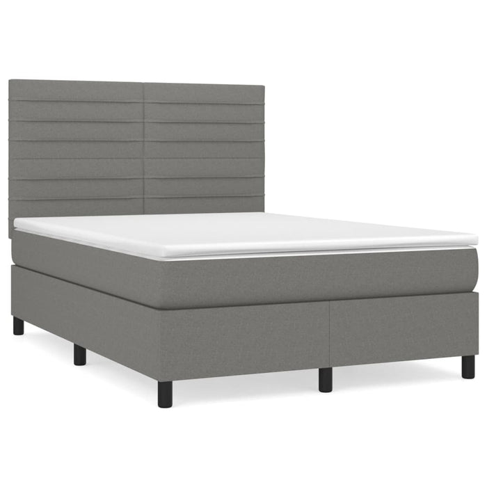 Pat box spring cu saltea, gri închis, 140x190 cm, textil - WALTI WALTI