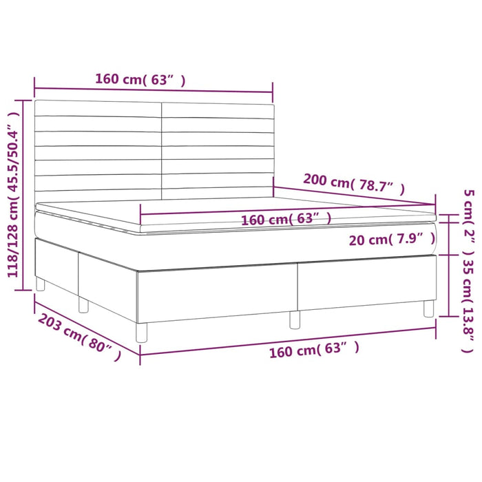 Pat box spring cu saltea, negru, 160x200 cm, textil - WALTI WALTI