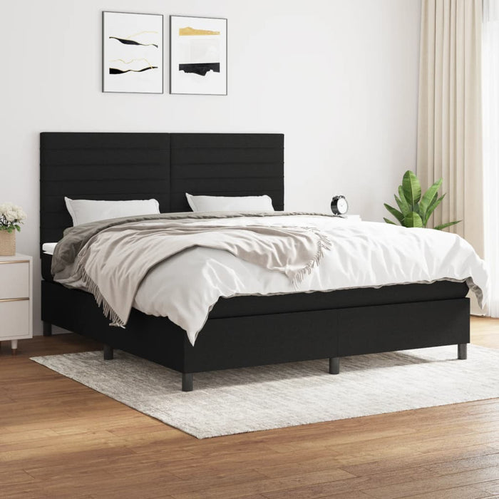 Pat box spring cu saltea, negru, 160x200 cm, textil - WALTI WALTI