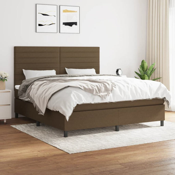 Pat box spring cu saltea, maro închis, 160x200 cm, textil - WALTI WALTI