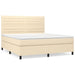 Pat box spring cu saltea, crem, 160x200 cm, material textil - WALTI WALTI