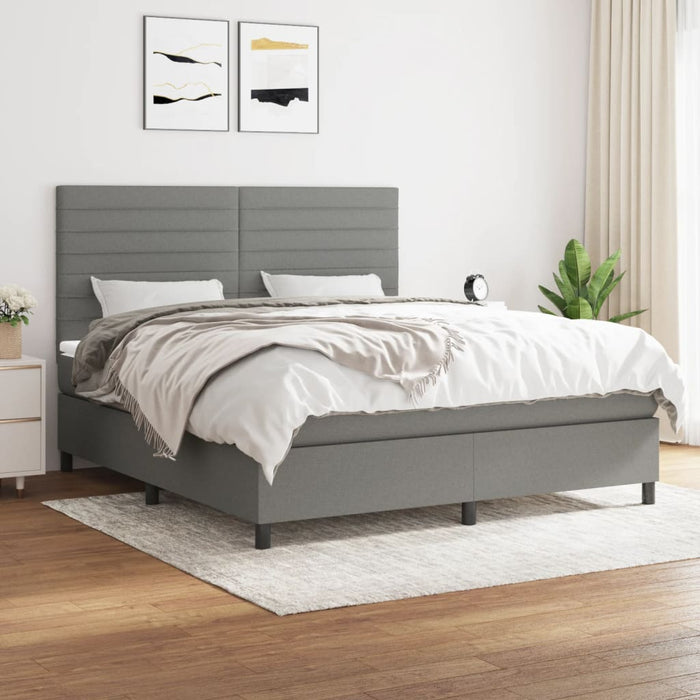 Pat box spring cu saltea, gri închis, 180x200 cm, textil - WALTI WALTI