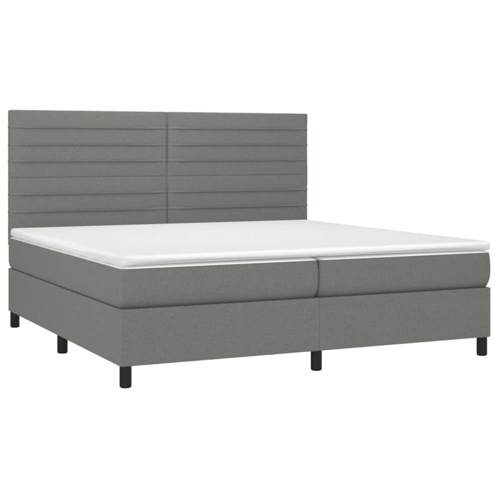 Pat box spring cu saltea, gri închis, 200x200 cm, textil - WALTI WALTI