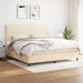 Pat box spring cu saltea, crem, 200x200 cm, textil - WALTI WALTI