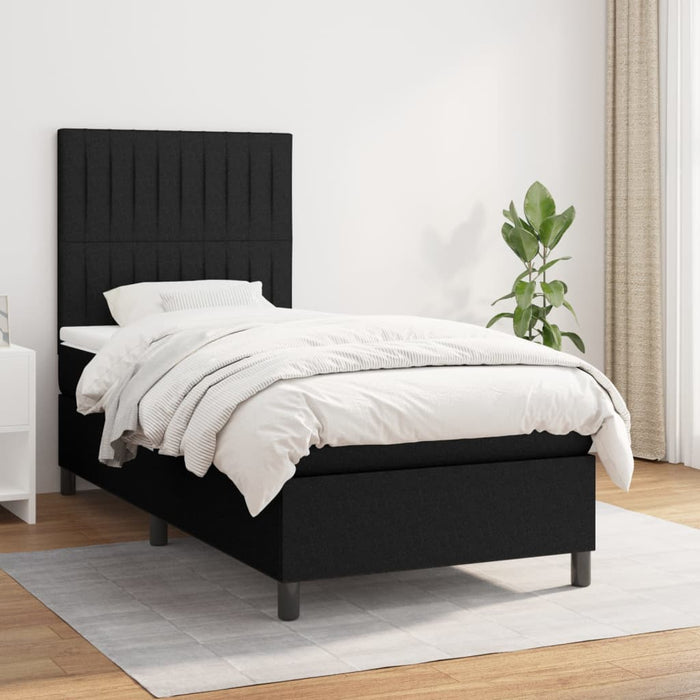 Pat box spring cu saltea, negru, 80x200 cm, textil - WALTI WALTI