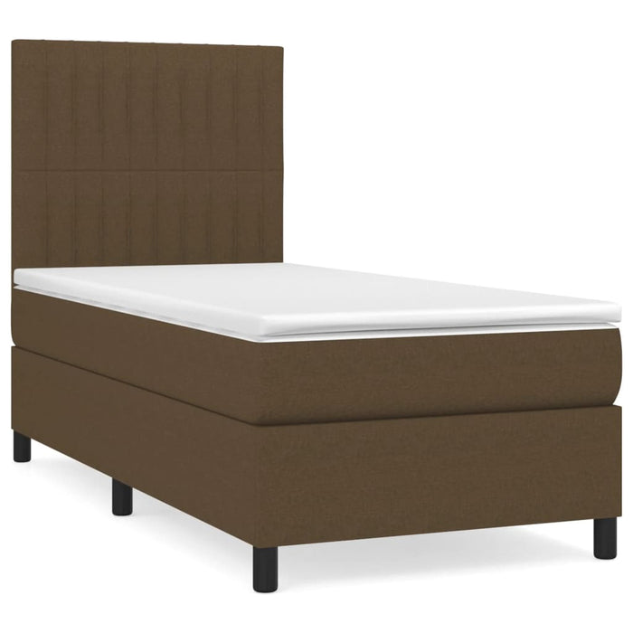 Pat box spring cu saltea, maro închis, 80x200 cm, textil - WALTI WALTI