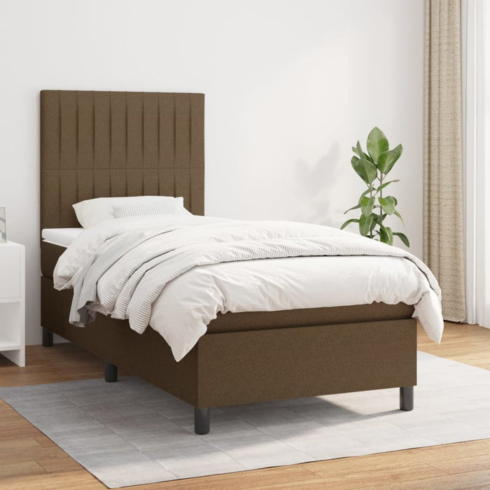 Pat box spring cu saltea, maro închis, 80x200 cm, textil - WALTI WALTI