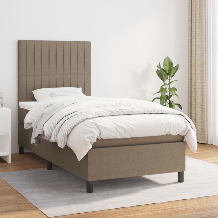 Pat box spring cu saltea, gri taupe, 80x200 cm, textil - WALTI WALTI