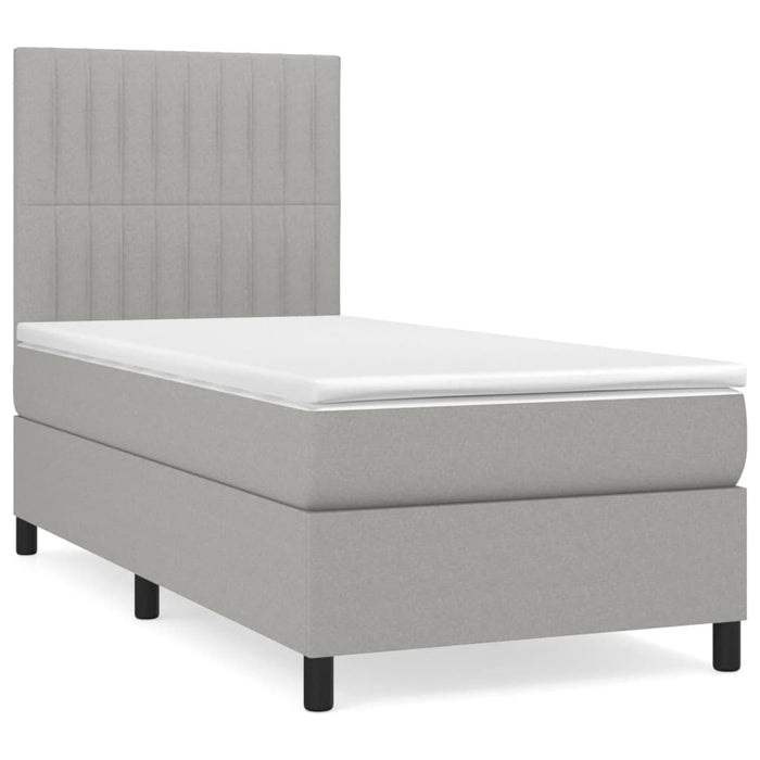 Pat box spring cu saltea, gri deschis, 90x190 cm, textil - WALTI WALTI