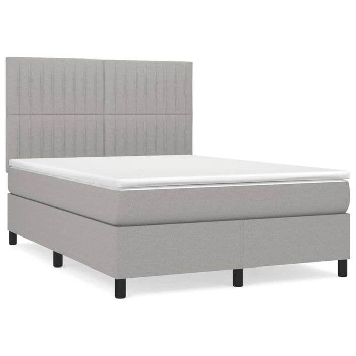Pat box spring cu saltea, gri deschis, 140x190 cm, textil - WALTI WALTI