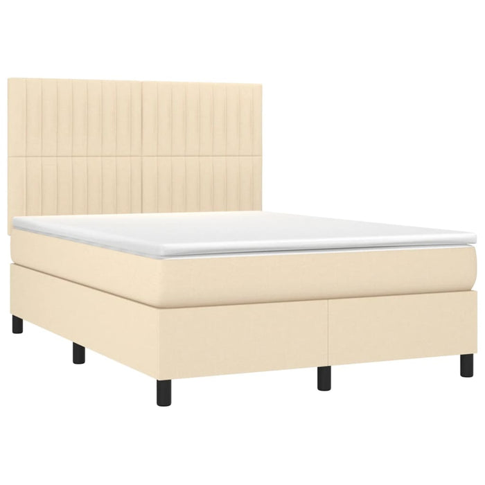 Pat box spring cu saltea, crem, 140x200 cm, textil - WALTI WALTI
