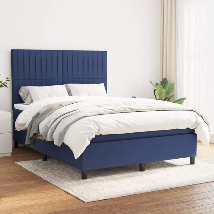 Pat box spring cu saltea, albastru, 140x200 cm, textil - WALTI WALTI
