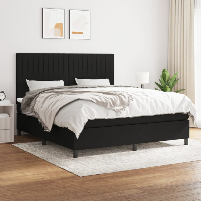 Pat box spring cu saltea, negru, 160x200 cm, textil - WALTI WALTI