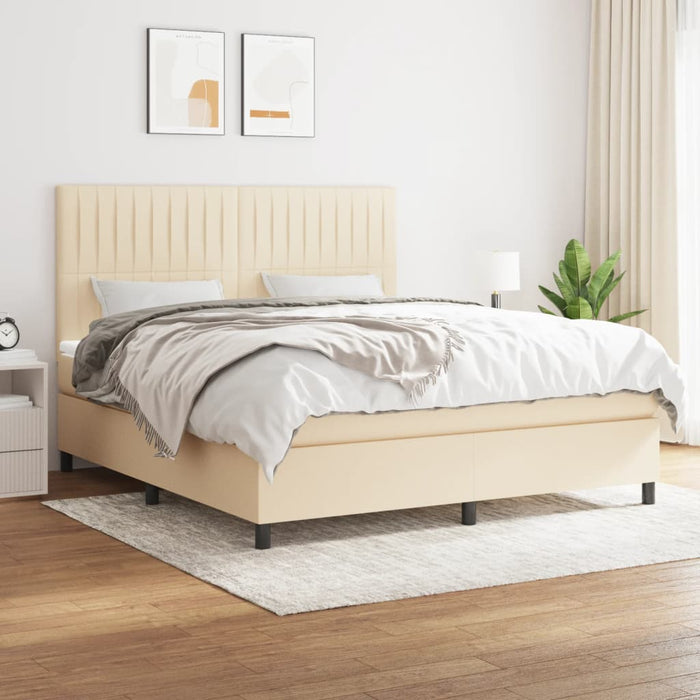 Pat continental cu saltea, crem, 180x200 cm, textil WALTI
