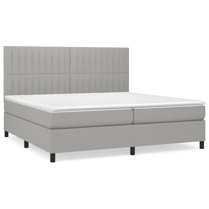 Pat box spring cu saltea, gri deschis, 200x200 cm, textil - WALTI WALTI