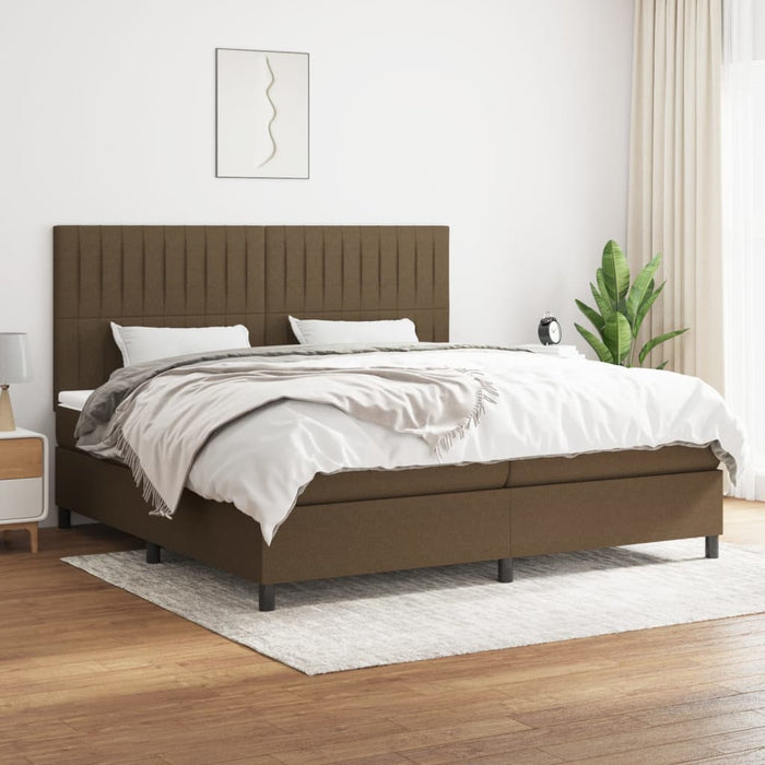 Pat box spring cu saltea, maro închis, 200x200 cm, textil - WALTI WALTI