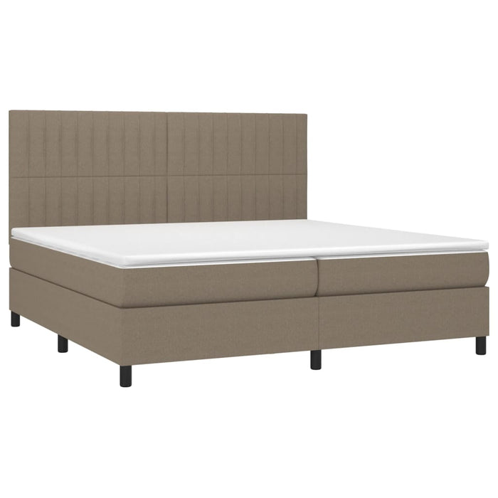 Pat box spring cu saltea, gri taupe, 200x200 cm, textil - WALTI WALTI