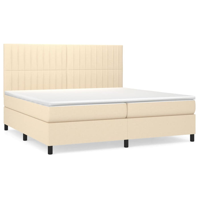 Pat box spring cu saltea, crem, 200x200 cm, textil - WALTI WALTI