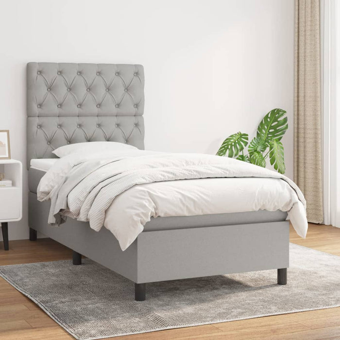 Pat continental cu saltea, gri deschis, 80x200 cm, textil - WALTI WALTI
